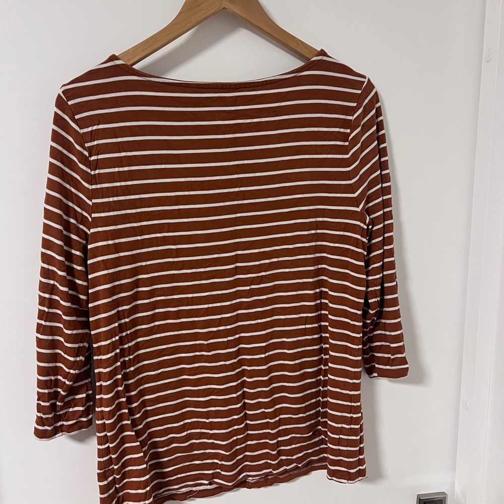 A New Day Orange and White Striped Women's Top - Picture 2 of 3